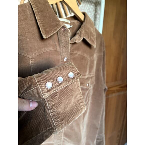 Vintage 90s Jones Wear Brown Retro Corduroy Button Up Jacket Blouse - Picture 6 of 10